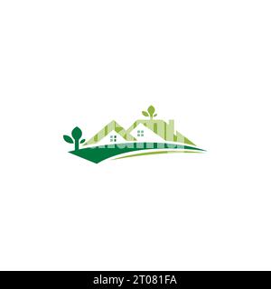Modèle de logo Green House. Logo Immobilier Illustration de Vecteur