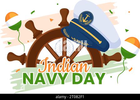 Illustration vectorielle du jour de la marine indienne le 4 décembre avec des navires de chasse pour les gens Armée militaire saluant l'appréciation des soldats dans la conception de fond Illustration de Vecteur