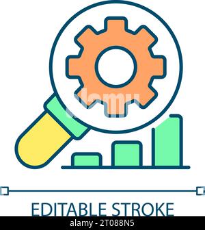 Icône d'analyse de vibration de ligne mince en couleur modifiable en 2D. Illustration de Vecteur