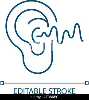 Icône d'analyse sonore en ligne fine colorée modifiable en 2D. Illustration de Vecteur