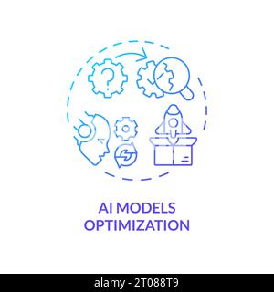 Concept d'optimisation des modèles ai de l'icône de trait fin de gradient Illustration de Vecteur
