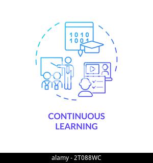 Concept d'apprentissage continu de l'icône linéaire mince de gradient 2D. Illustration de Vecteur