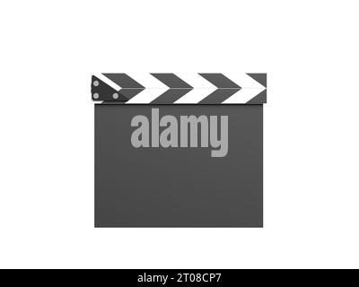 Blank clapperboard isolated on white background. 3d illustration. Stock Photo