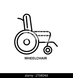 Icône linéaire de fauteuil roulant. Concept moderne de logo de fauteuil roulant de contour sur fond blanc de la collection Santé et médical. Convient pour une utilisation sur les applications Web, m Illustration de Vecteur