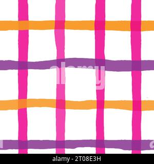 Colroful dessiné à la main Cottagecore Plaid. Motif transparent vectoriel simple lumineux. Contrôles artistiques Cottagecore. Homestead Farmhouse Print. Bac d'art abstrait Illustration de Vecteur