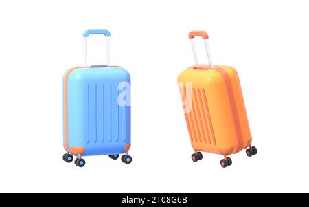 Luggages dans le fond blanc, rendu 3D. Dessin numérique. Banque D'Images