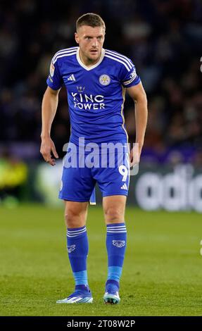 Leicester, Royaume-Uni. 4 octobre 2023. Jamie Vardy de Leicester City lors du Sky Bet Championship Match au King Power Stadium, Leicester. Le crédit photo devrait se lire : Andrew Yates/Sportimage crédit : Sportimage Ltd/Alamy Live News Banque D'Images