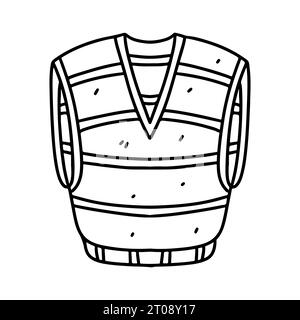 Gilet rayé. Style griffon dessiné à la main. Illustration vectorielle isolée sur blanc. Coloriage. Illustration de Vecteur