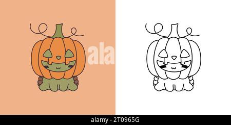 Clipart Halloween Tortoise multicolore et Noir et blanc Illustration de Vecteur