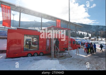 Viessmann Selection Truck FIS Nordische ski Weltmeisterschaft 10 km der Frauen in Val di Fiemme, Italie Am 26.02.2013 Banque D'Images