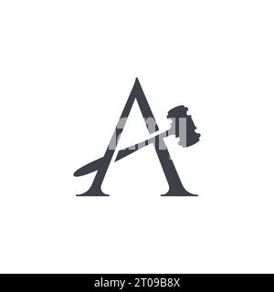 Logo du cabinet d'avocats avec la lettre initiale a concept. Lettre initiale Un design de logo de cabinet d'avocats. Logo du cabinet d'avocats avec initiale Une lettre et un vecteur d'image de marteau de juge Illustration de Vecteur