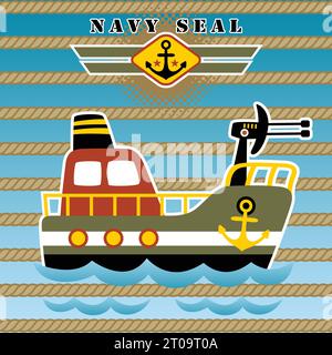 dessin animé vectoriel d'illustration de navire de guerre Illustration de Vecteur