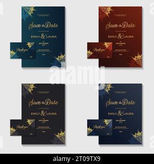 géométrique élégante carte royale de luxe oriental invitation mariage ensemble collection méga bundle éléments dorés géométriques illustrés éléments dorés desig Illustration de Vecteur