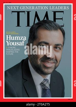 NOTE DE L'ÉDITEUR : l'image ne doit pas être recadrée ou éditée de quelque façon que ce soit photo non datée publiée par Time Magazine de leur numéro du 23 octobre 2023 mettant en vedette Humza Yousaf. Le premier ministre écossais a été inclus dans une liste de 10 «dirigeants de la prochaine génération» par l'édition internationale de Time, en raison de sa jeunesse et du fait qu'il est le premier dirigeant musulman d'un pays occidental. Date de publication : jeudi 5 octobre 2023. Banque D'Images