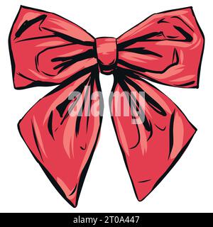 Noeud cadeau rose. Illustration vectorielle isolée sur fond blanc. Eléments décoratifs pour noeuds tirés à la main. Illustration de Vecteur