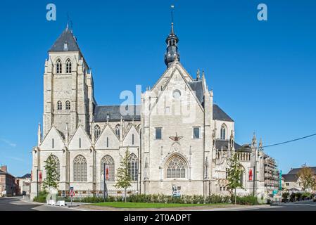 13e - 16e siècle Gothique Eglise médiévale Saint Léonard / Sint-Leonarduskerk dans la ville de Zoutleeuw, province du Brabant flamand, Flandre, Belgique Banque D'Images