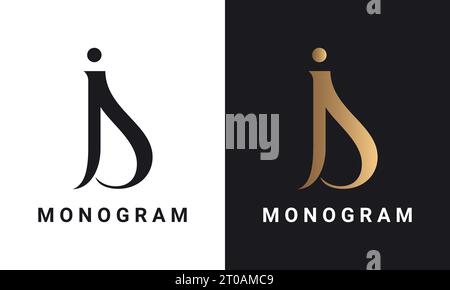 Luxe initial JA pour AJ Monogram Text Letter logo Design Illustration de Vecteur