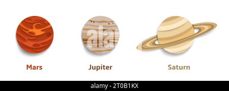 Planètes du système solaire, illustration de la coupe de papier vectoriel Illustration de Vecteur