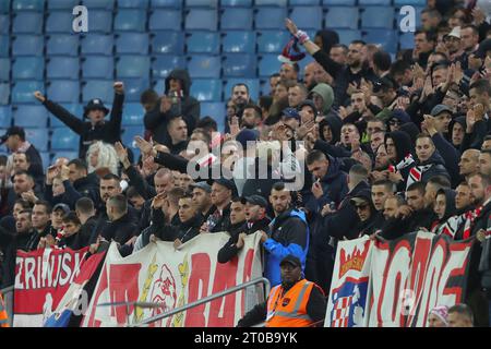 Birmingham, Royaume-Uni. 05 octobre 2023. Les fans de HŠK Zrinjski Mostar lors du match de l'UEFA Europa Conference League Aston Villa vs HŠK Zrinjski Mostar à Villa Park, Birmingham, Royaume-Uni, le 5 octobre 2023 (photo Gareth Evans/News Images) à Birmingham, Royaume-Uni le 10/5/2023. (Photo Gareth Evans/News Images/Sipa USA) crédit : SIPA USA/Alamy Live News Banque D'Images