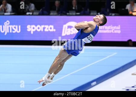 Anvers, Belgique. 05 octobre 2023. Coffre-fort Mario Macchiati (ITA) lors de la 52e édition des Championnats du monde de gymnastique artistique - finale individuelle masculine, gymnastique à Anvers, Belgique, octobre 05 2023 crédit : Agence photo indépendante/Alamy Live News Banque D'Images