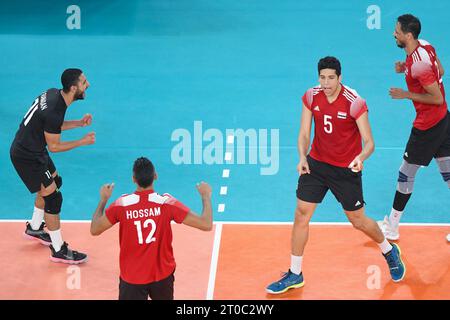 Hossam Abdalla, Abdelrahman Seoudy, Mohamed Noureldin, Ahmed Shafik (Égypte). Championnat du monde de volleyball 2022. Banque D'Images