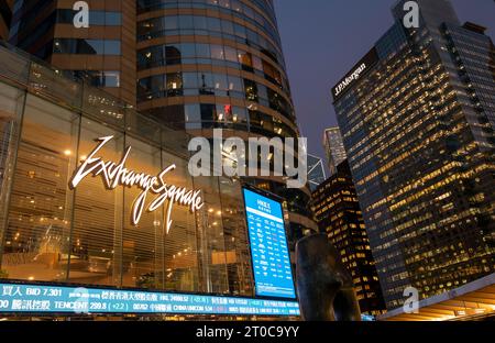 Extérieur de la nouvelle bourse de Hong Kong, de la place de la Bourse, de Hong Kong, en Chine. Banque D'Images