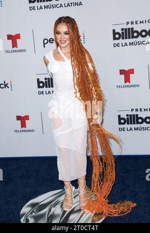 Miami (États-Unis d ' Amérique). 05 octobre 2023. PREMIOS BILLBOARD DE LA Música LATINA 2023 -- photo : Marie arrivant au Watsco Center à Coral Gables, FL le 5 octobre 2023 (photo Alberto E. Tamargo/Sipa USA) crédit : SIPA USA/Alamy Live News Banque D'Images