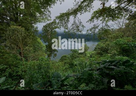 Bali Twin Lakes Viewpoint surplombe le lac Tamblingan et le lac Buyan à Munduk, Bali Indonésie. Banque D'Images