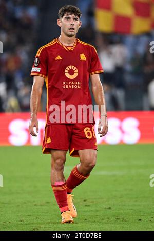 Rome, Italie. 05 octobre 2023. Francesco d'Alessio de L'AS Roma lors du match de football du Groupe G de l'Europa League entre L'AS Roma et le Servette FC au stade Olimpico de Rome (Italie), le 5 octobre 2023. Crédit : Insidefoto di andrea staccioli/Alamy Live News Banque D'Images