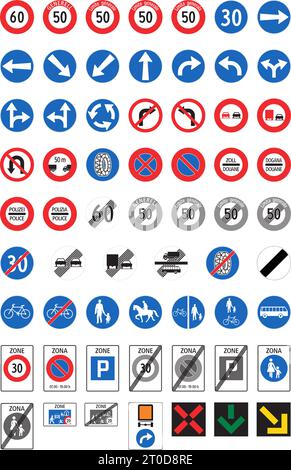 Instructions obligatoires, signalisation réglementaire, signalisation routière en Suisse et au Liechtenstein Illustration de Vecteur