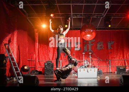 Staines, Royaume-Uni. 5 octobre 2023. Lancement VIP et presse pour l'événement Thorpe Park Fright Nights Scare. Crédit : Thomas Faull/Alamy Live News Banque D'Images