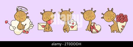 Collection de Vector Giraffe Art. Ensemble d'illustrations de cliparts animales isolées. Animaux vectoriels mignons Illustration de Vecteur