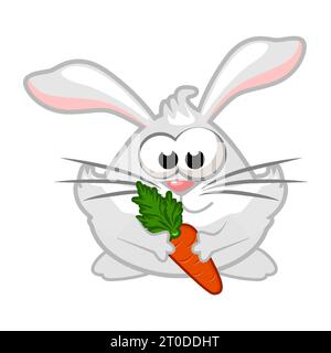 Lapin drôle tenant une carotte. Personnage de lapin Illustration de Vecteur