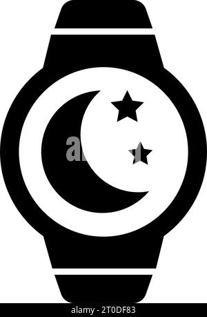 Surveillance du temps de veille de la smartwatch. Illustration de l'icône Flat Vector. Symbole noir simple sur fond blanc. Panneau de surveillance du temps de sommeil de smartwatch Illustration de Vecteur