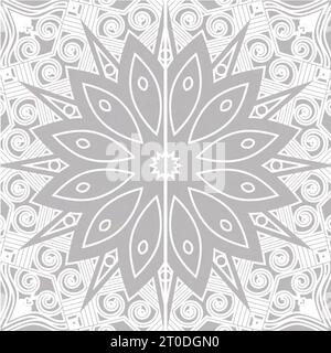 conception de fond de vecteur de motif mandala de couleur blanche abstraite sans couture Illustration de Vecteur