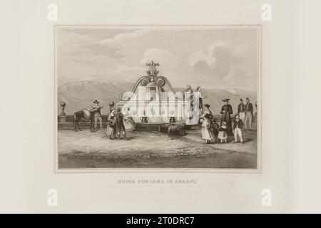 P. Cacchiatelli - G. Gleter, la science et les arts sous le pontificat de Pie IX, publié à Rome en 1860 par la Tipografia delle Belle Arti, via poli, 91. À l'intérieur, il y a des gravures représentant les œuvres publiques créées pendant le Pontificat de Pie IX Banque D'Images