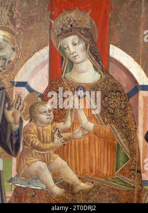 San Ginesio (Italie, Marches, province de Macerata), Galerie d'art municipale de Gentili. Stefano Folchetti, Madone et enfant intronisé avec des saints, 1498 Banque D'Images