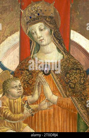 San Ginesio (Italie, Marches, province de Macerata), Galerie d'art municipale de Gentili. Stefano Folchetti, Madone et enfant intronisé avec des saints, 1498 Banque D'Images