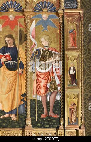 Belforte del Chienti (Italie, Marches - province de Macerata), église de Sant'Eustachio. Giovanni Boccati, Polyptyque, 15e siècle. (Détail du côté droit, San Venanzio), 1468 Banque D'Images