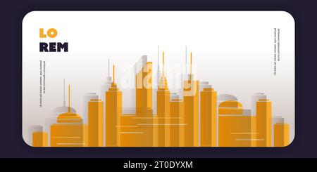 Abstrait brun et gris bannière, arrière-plan, affiche ou conception de page de destination, modèle polyvalent - éléments de site Web avec Skyline de la ville Illustration de Vecteur