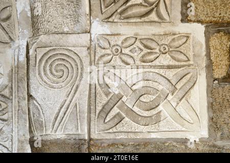 Maiolati Spontini (Marche - an), abbaye de Santa Maria delle Moie, détail du portail Banque D'Images