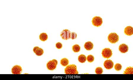 Les virus sont des agents pathogènes infectieux qui se répliquent dans les cellules vivantes. Virus rouges isolés sur fond blanc Banque D'Images