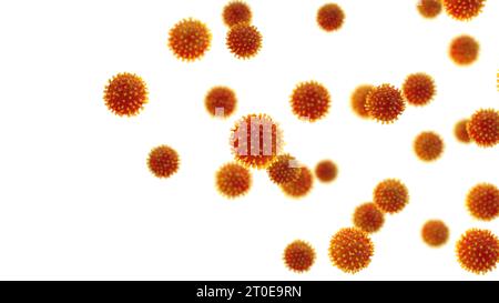 Les virus sont des agents pathogènes infectieux qui se répliquent dans les cellules vivantes. Virus rouges isolés sur fond blanc Banque D'Images
