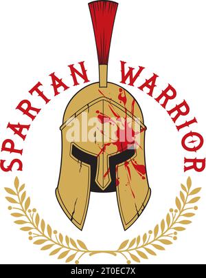 Ancien casque Spartan (guerrier) et couleur couronne de Laurier. Illustration vectorielle. Illustration de Vecteur