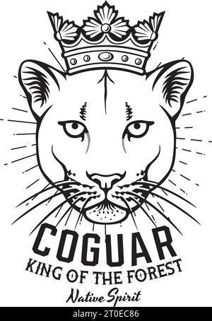 Cougar. Roi de la forêt. Esprit natif. Illustration vectorielle. Illustration de Vecteur