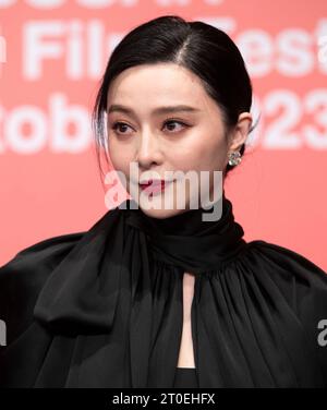 Busan, Corée du Sud. 5 octobre 2023. L'actrice chinoise Fan Bingbing, conférence de presse pour le 28e Festival international du film de Busan au Busan Cinema Center à Busan, au sud de Séoul, Corée du Sud, le 5 octobre 2023. (Photo : Lee Young-ho/Sipa USA) crédit : SIPA USA/Alamy Live News Banque D'Images