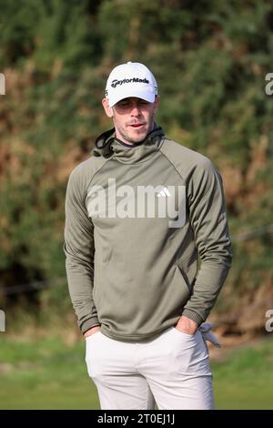 Kingsbarns Fife, Royaume-Uni. 06 octobre 2023. Au Dunhill Links Championship Gareth Bale semble détendu (crédit photo : David Mollison/Alamy Live News Banque D'Images