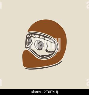 crâne rétro vintage dans l'illustration vectorielle de casque Illustration de Vecteur