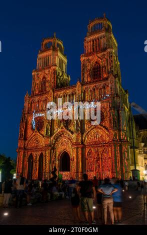 Spectacle son et lumière à la cathédrale Sainte-Croix Banque D'Images