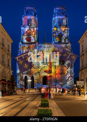 Spectacle son et lumière à la cathédrale Sainte-Croix Banque D'Images